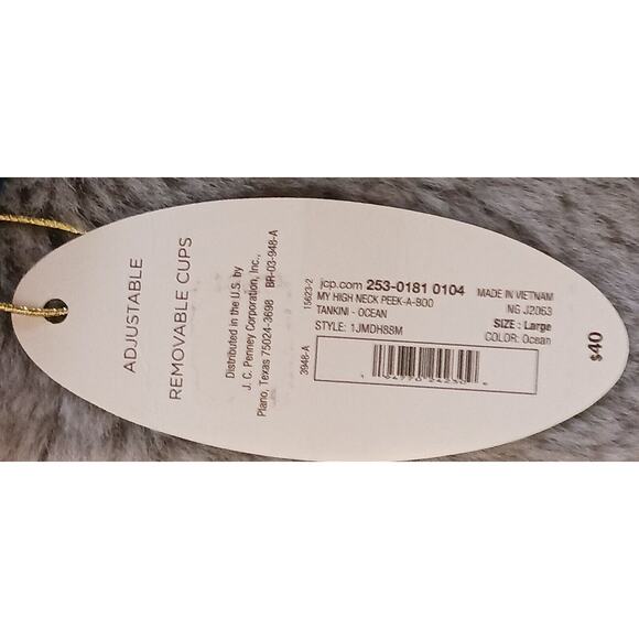 Mynah Womens Size Large Ocean Halter Swimsuit Tankini Top Removable Cups Nwt New - Picture 5 of 8